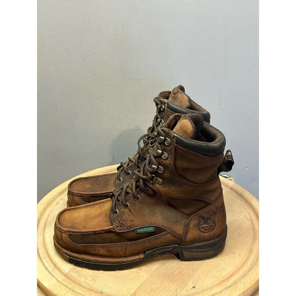 Georgia Boot Waterproof Work Boots Brown Leather EH ASTM F2892-18 Mens 8.5W